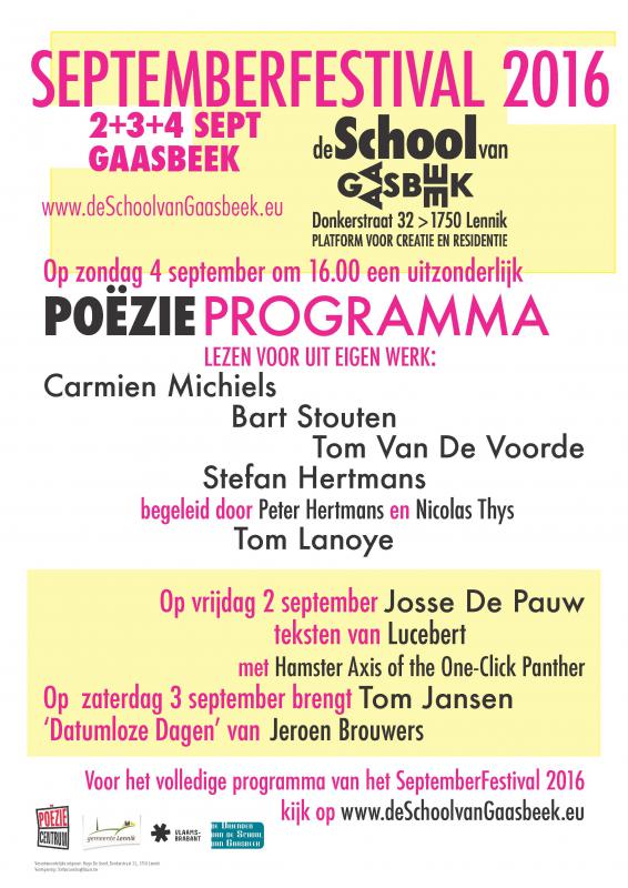 Poëzie op Septemberfestival in Gaasbeek